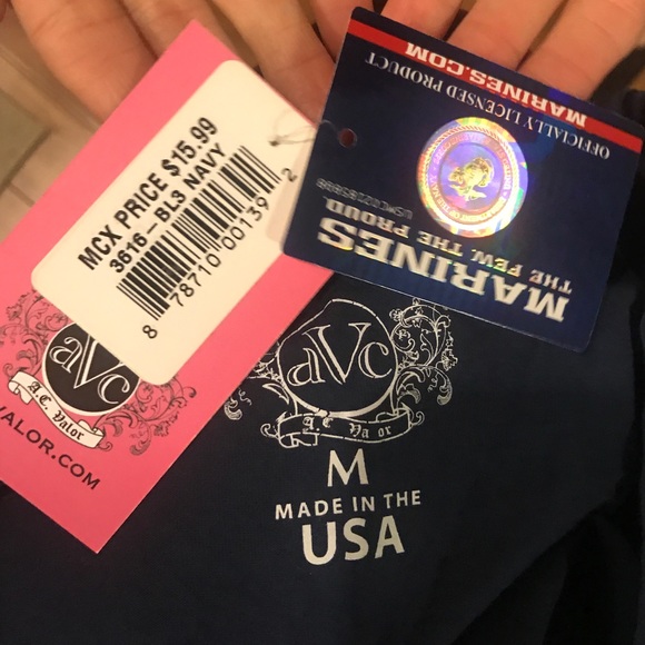 🇺🇸 NWT • MARINES NAVY BLUE RHINESTONE TSHIRT - Picture 5 of 5